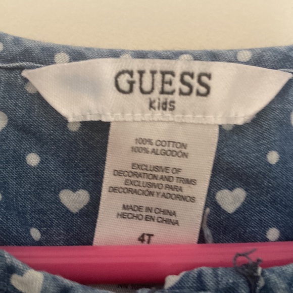 Guess girls denim blue dress with white hearts. Size 4T - Picture 4 of 5